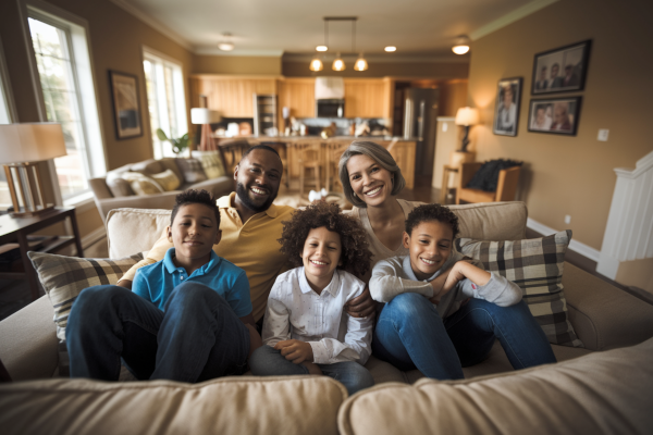 Family happy staying in their home